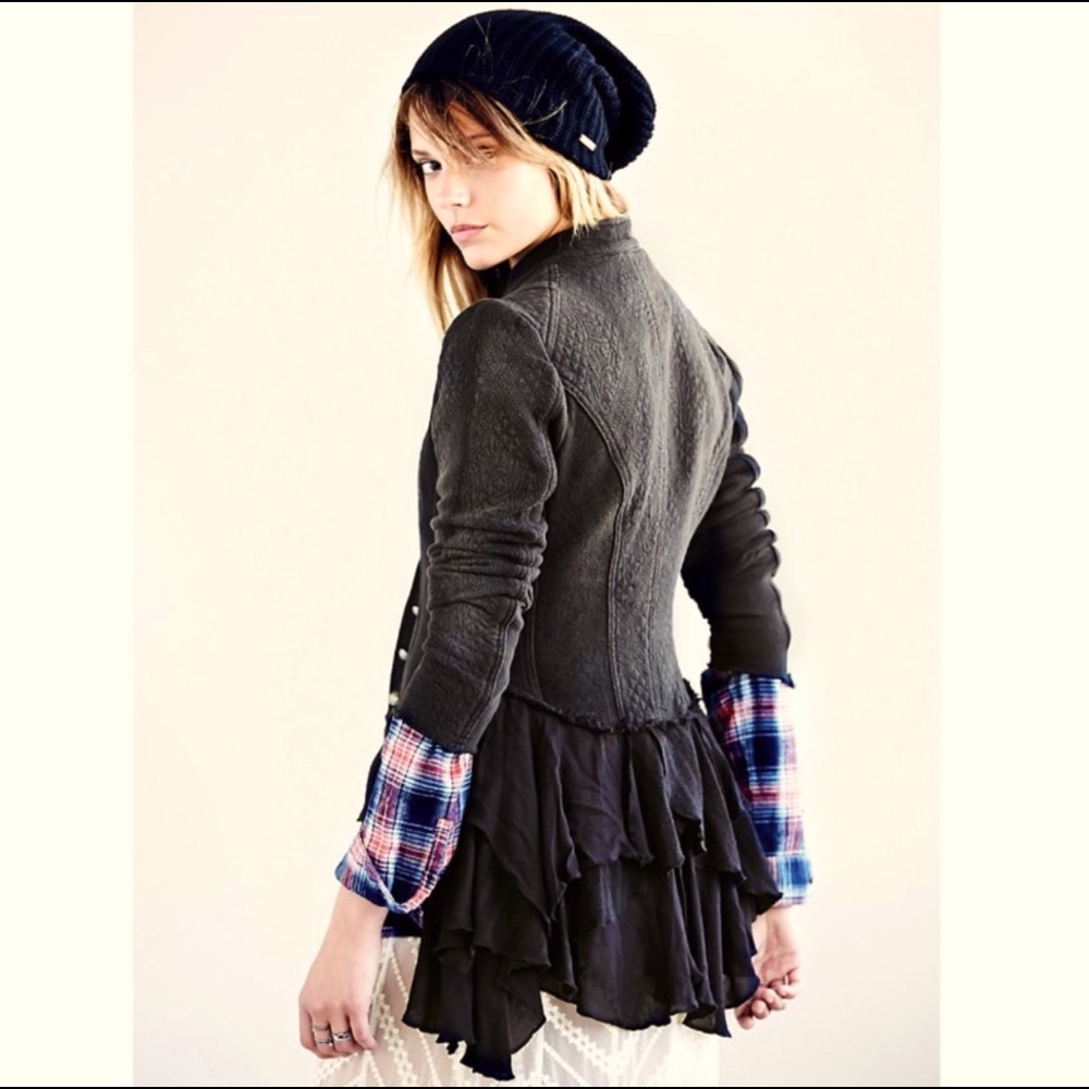 Free People Military Ruffles Jacket.  EUC.  Size S